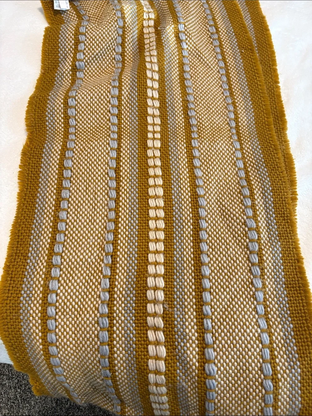 Madewell Mustard & Cream Striped Thick Scarf